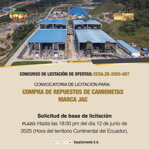 ECSA.ZB-2025-007 JAC牌皮卡车备件公开招标公告 La convocatoria de licitación para la compra de Repuestos de Camionetas de JAC